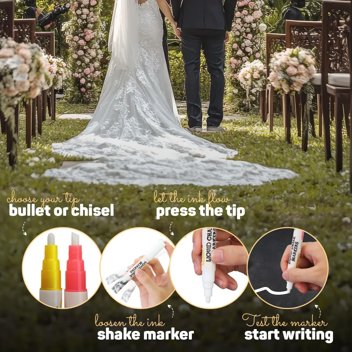 Bandle B. Wedding Edition Liquid Chalk Markers 8-Pack | Non-Toxic & Erasable for Special Events - view 2