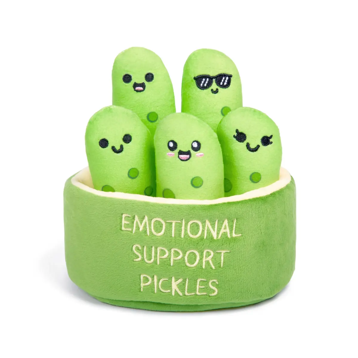 Relatable Emotional Support Pickles Plush Set | 5 Plushies with Carrying Basket - main product image