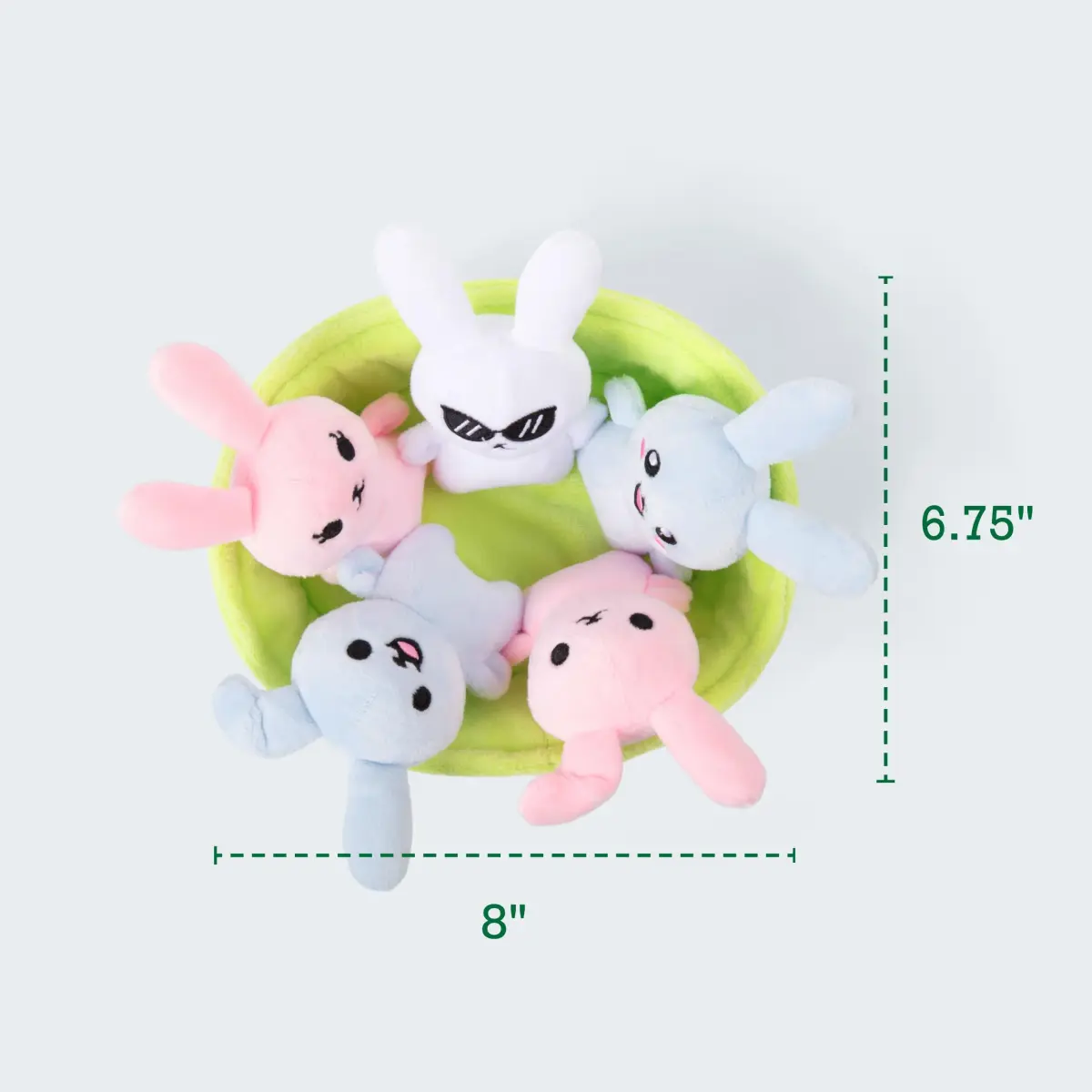 WHAT DO YOU MEME? Emotional Support Bunnies Plush Toy Set with Basket | 5 Plushies (8 inches) - view 4