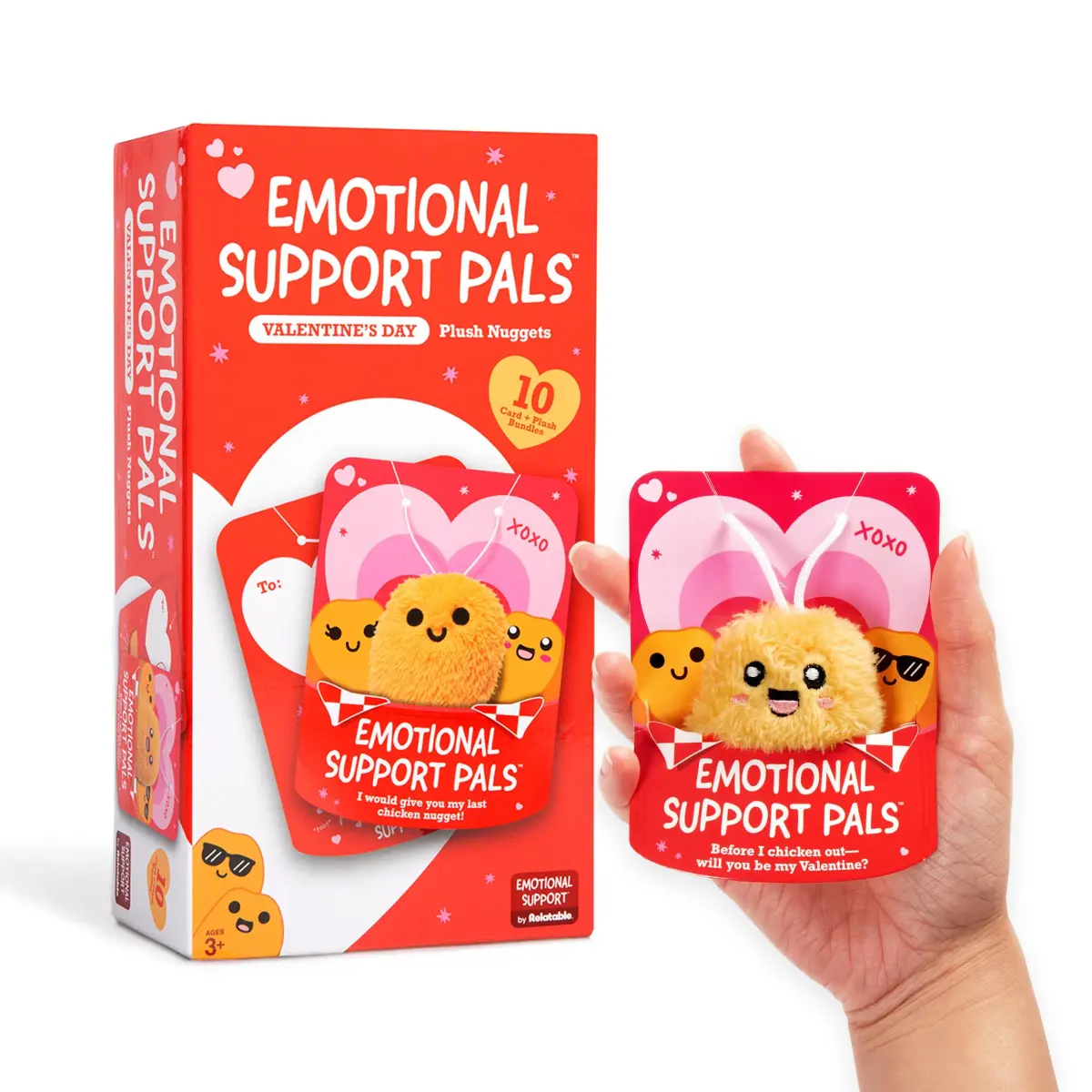 Relatable Emotional Support V-Day Nugget Cards 10 Plushies (4.5 x 2.6 in) | Cartoon Theme - main product image