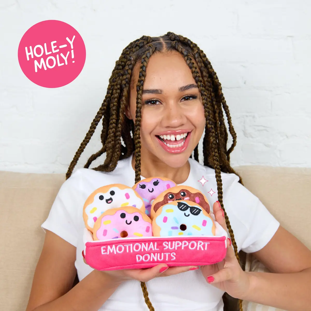 WHAT DO YOU MEME? Emotional Support Donuts Plush Set 5 Plushies with Carrying Basket | Fun Gifts for All Ages - view 2