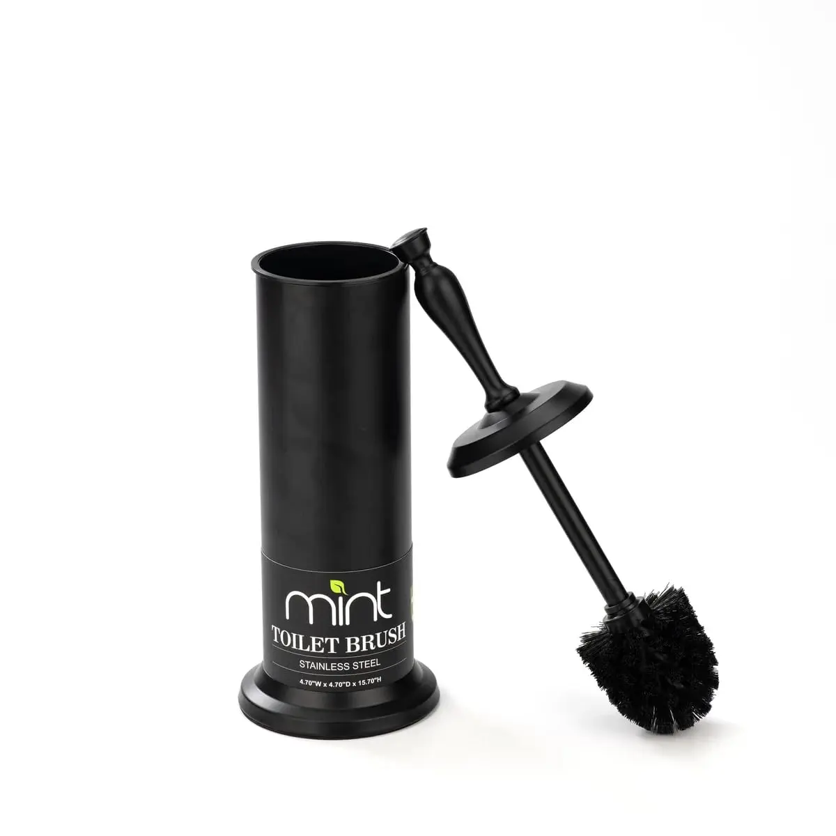 J&V TEXTILES Toilet Bowl Brush with Long Handle & Holder | Matte Black, 42cm (16.5in) - view 4