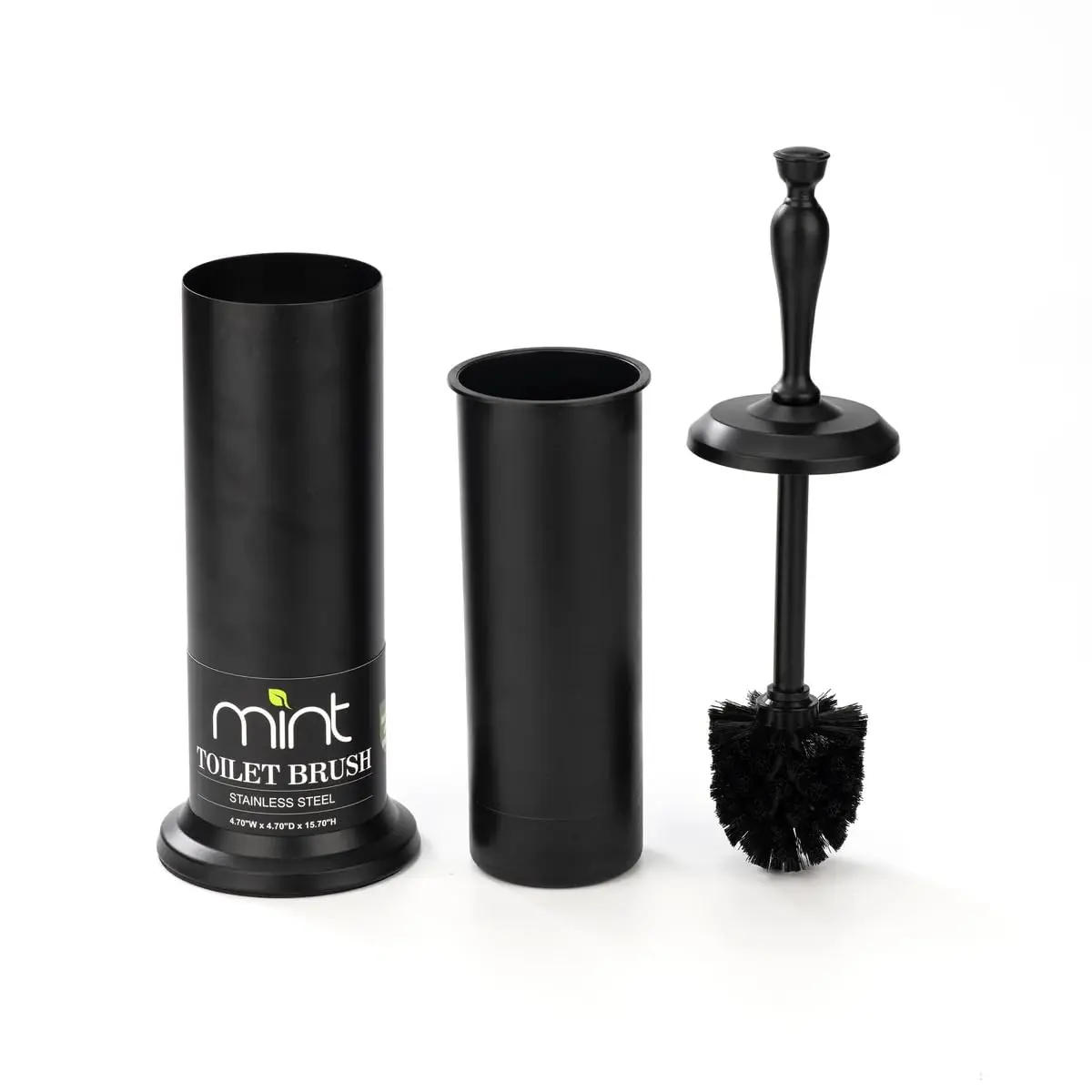 J&V TEXTILES Toilet Bowl Brush with Long Handle & Holder | Matte Black, 42cm (16.5in) - main product image