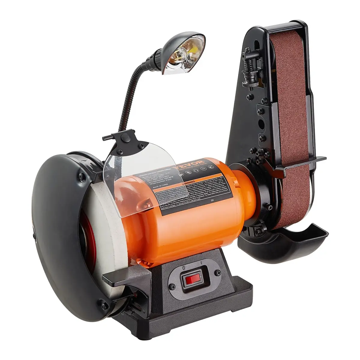VEVOR 8 Inch Bench Grinder with 2x28 Inch Belt Sander, 2.5A Induction Motor for Metalworking & Sharpening - main product image