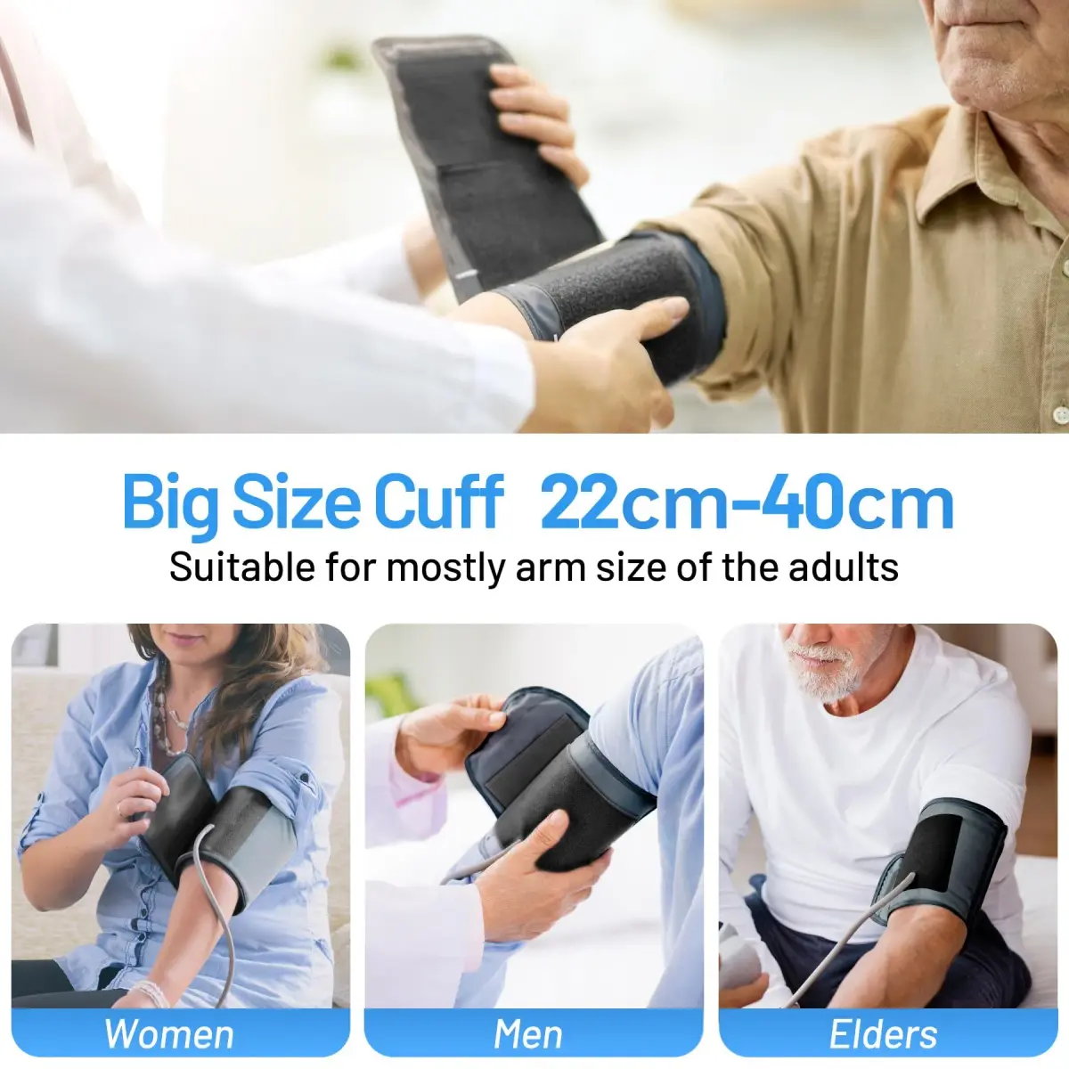 DOUHAO White Blood Pressure Monitor | Clinically Accurate, Store 2 x 120 Memory, Adjustable BP Cuff 22-40 cm, LED Backlight Display with Storage Bag - view 5