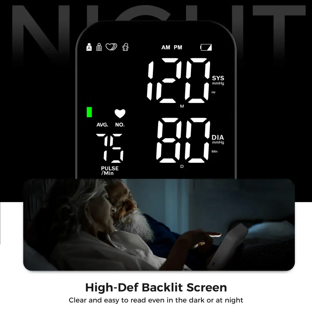 DOUHAO White Blood Pressure Monitor | Clinically Accurate, Store 2 x 120 Memory, Adjustable BP Cuff 22-40 cm, LED Backlight Display with Storage Bag - view 4