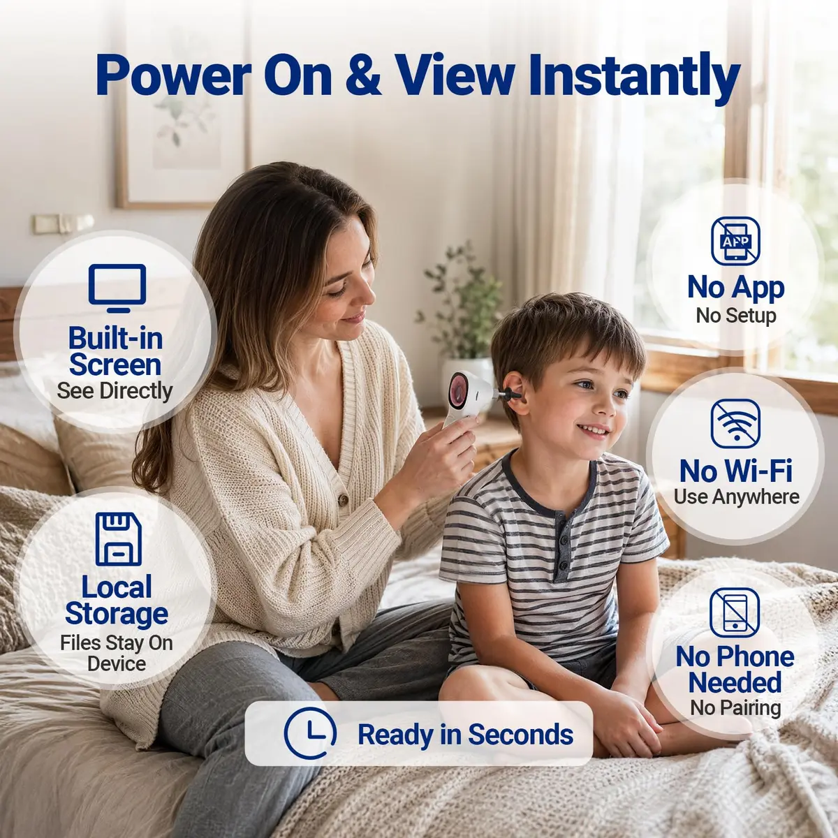 ScopeAround Otoscope with Light | HD Screen, No App Needed, Family Ear Camera - view 2