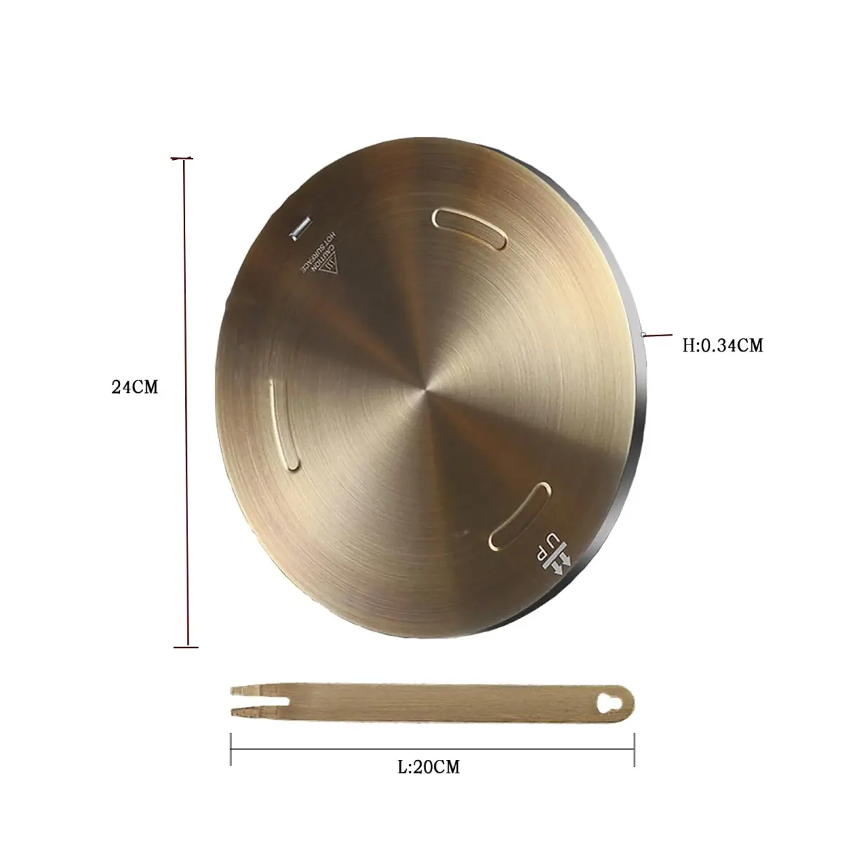 Grourarty Gold Stainless Steel Heat Diffuser Plate with Handle 24 cm (9.45 inch) | Even Heat Distribution for Induction Stoves - view 2