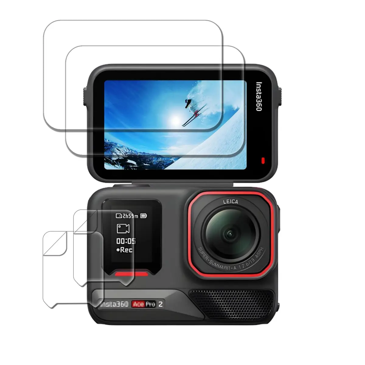iDaPro Screen Protector for Insta360 Ace Pro 2 with subscreen film, 9H Glass | Complete Kit for Camera Screen Protection - main product image