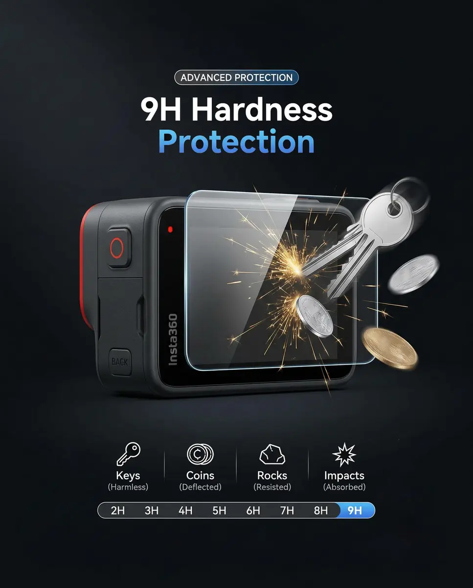 iDaPro Screen Protector for Insta360 Ace Pro 2 with subscreen film, 9H Glass | Complete Kit for Camera Screen Protection - view 3
