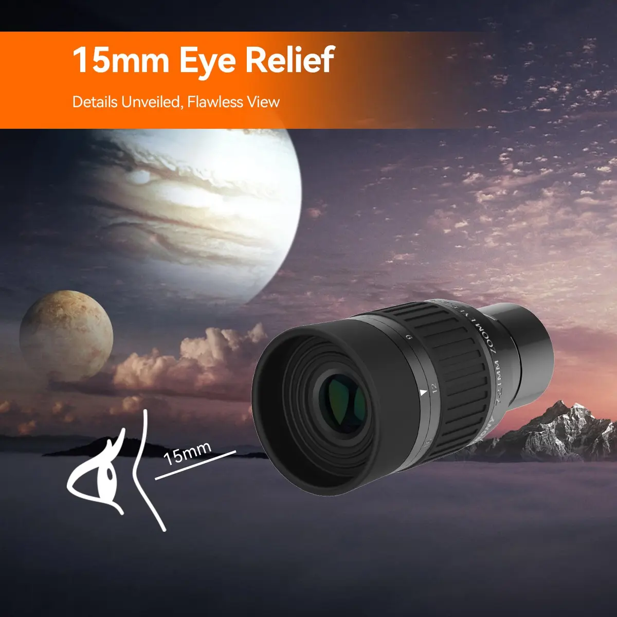 SVBONY SV135 Telescope Eyepiece, 40-60°Field of View, 7-21mm Zoom Eyepiece | High-Contrast, Multi-Coated Optics - view 6
