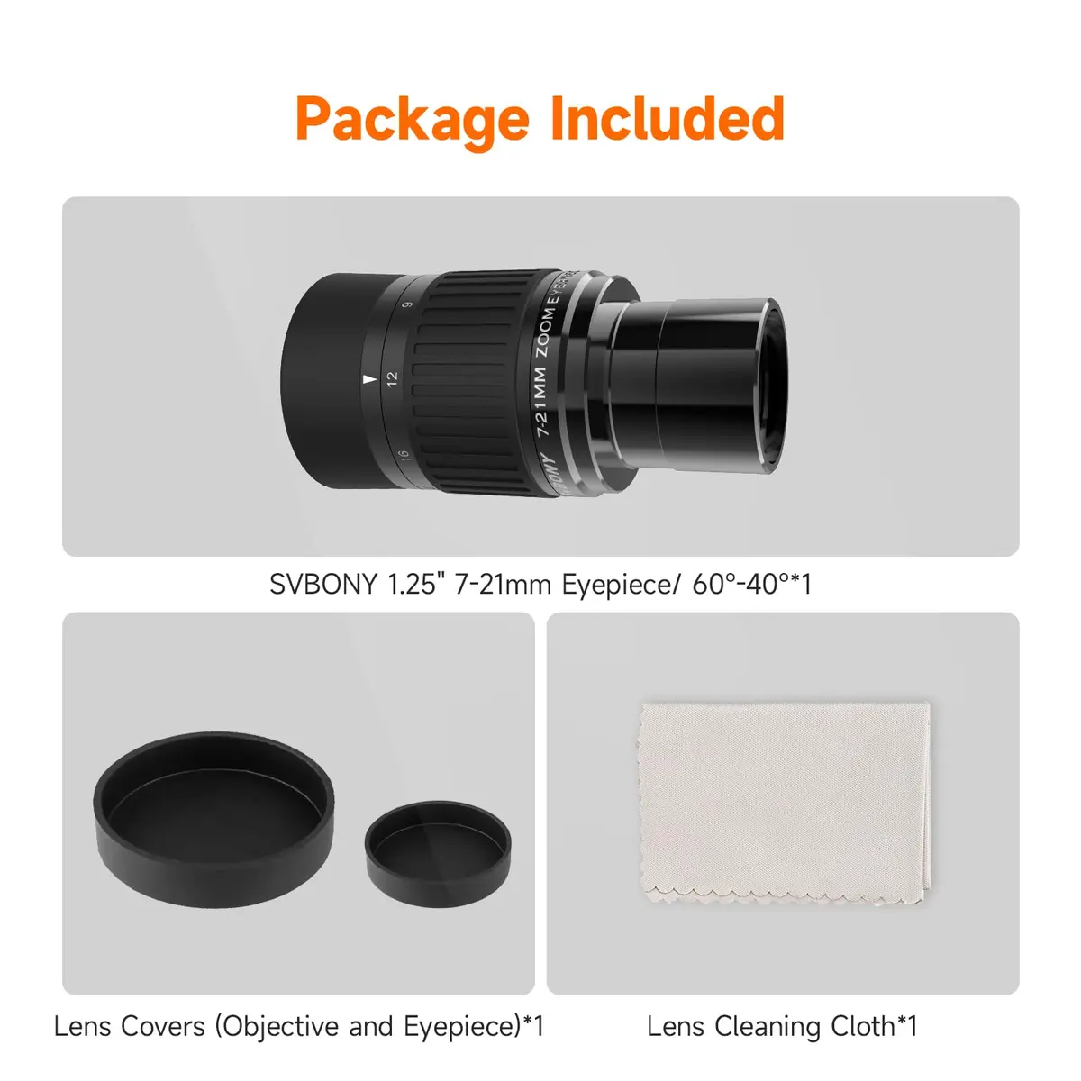 SVBONY SV135 Telescope Eyepiece, 40-60°Field of View, 7-21mm Zoom Eyepiece | High-Contrast, Multi-Coated Optics - view 9