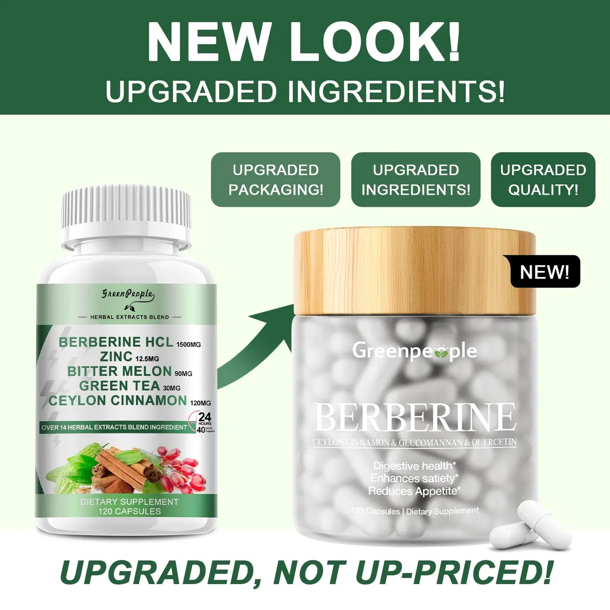 GREENPEOPLE Berberine 1500mg Supplement with Ceylon Cinnamon - Vegan 240 CT | Supports Digestion & Immunity - view 6