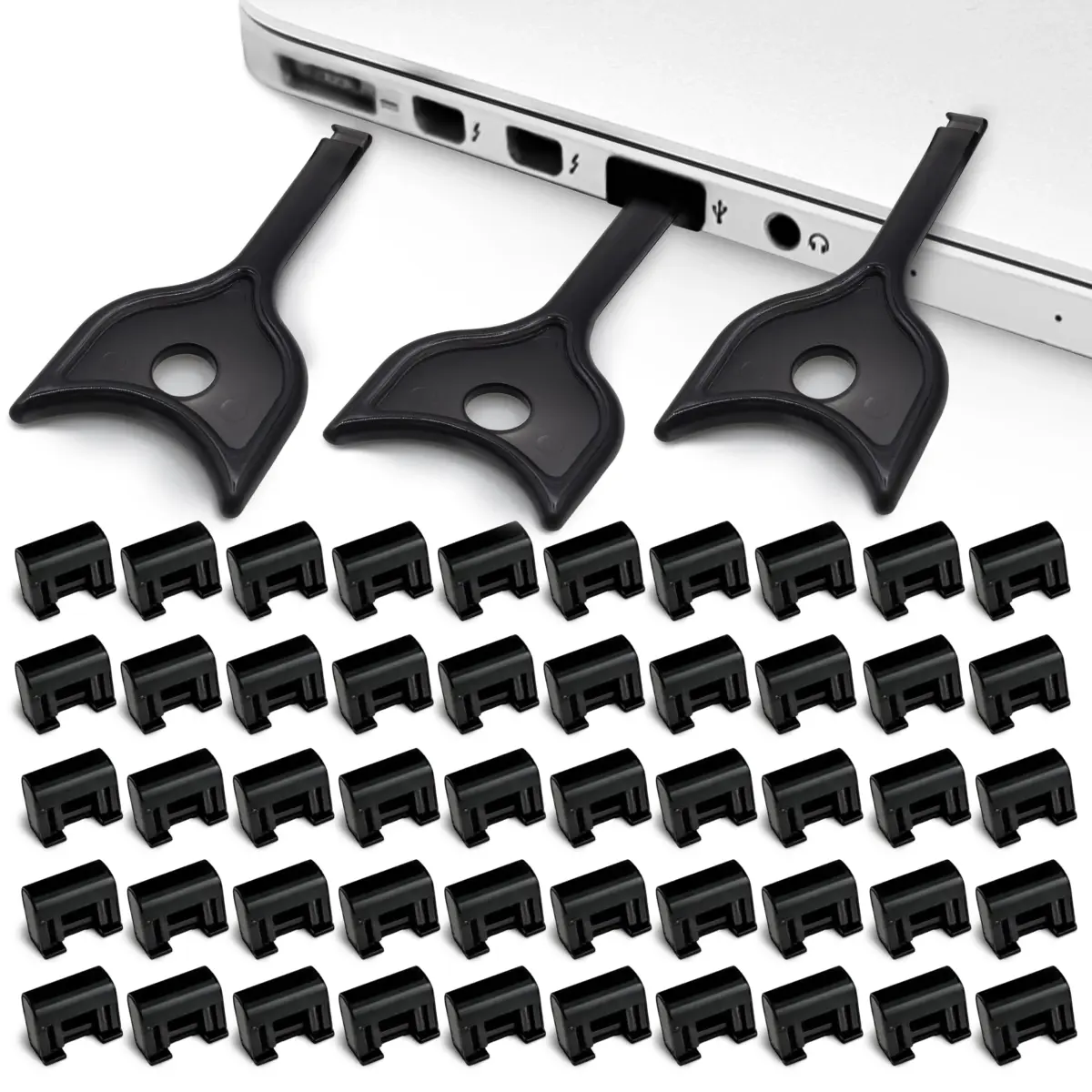 PortPlugs USB-A Port Blockers 50 Pack with 3 Keys | Secure Physical Access Control - main product image