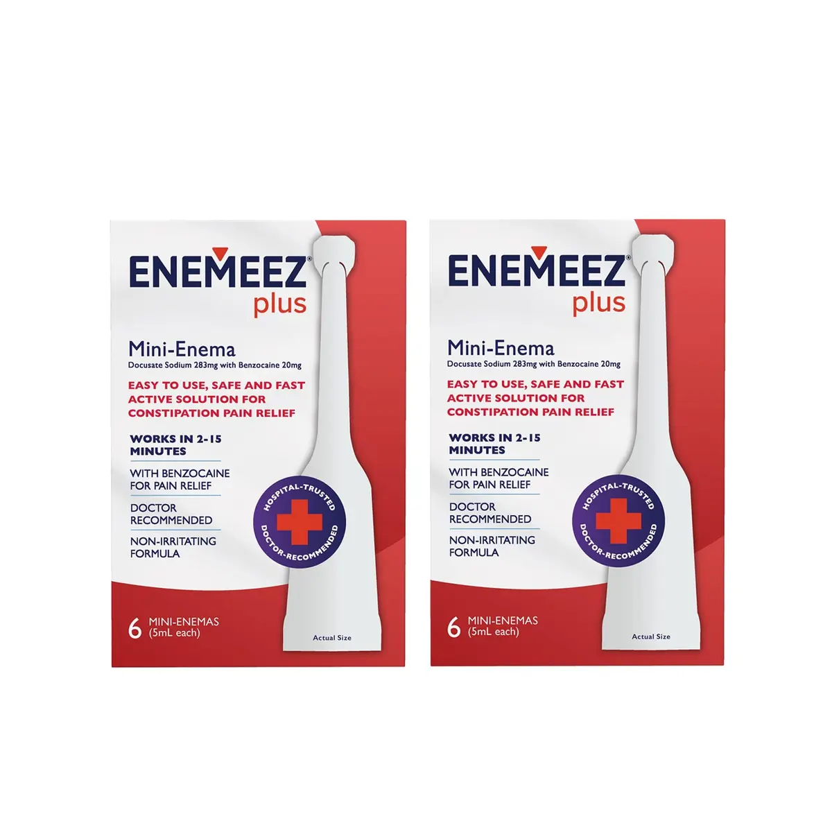 Enemeez Plus Mini Enemas Constipation Relief 5ml | Fast-Acting Stool Softener with Benzocaine - main product image