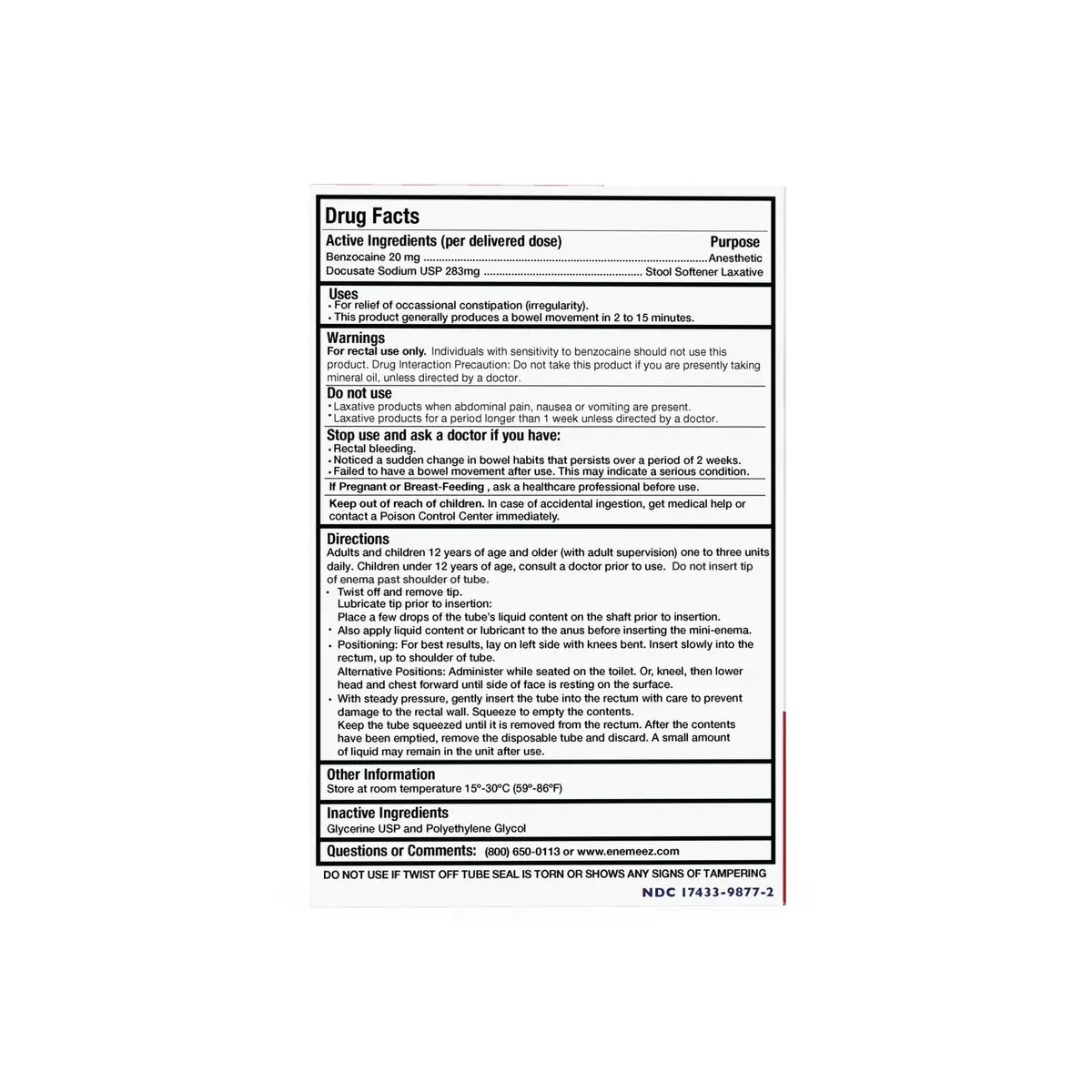 Enemeez Plus Mini Enemas Constipation Relief 5ml | Fast-Acting Stool Softener with Benzocaine - view 8