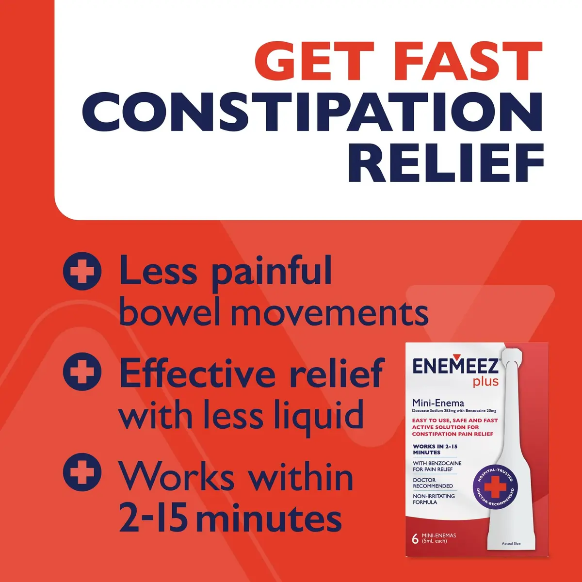 Enemeez Plus Mini Enemas Constipation Relief 5ml | Fast-Acting Stool Softener with Benzocaine - view 4
