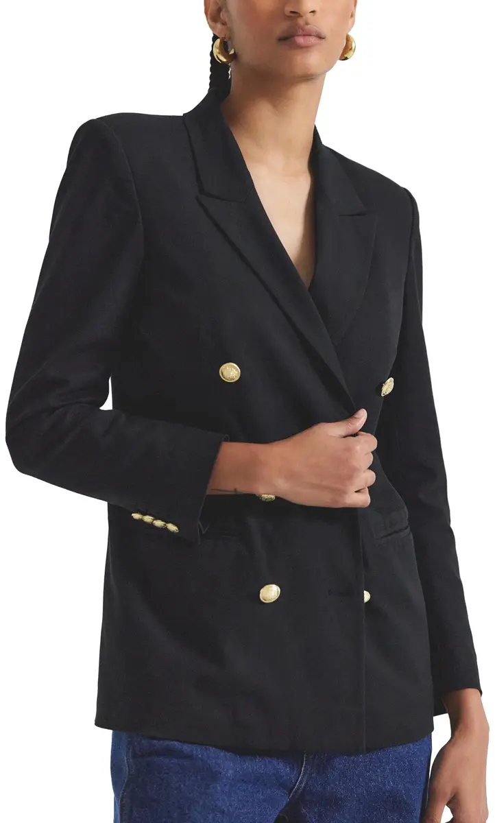 Derek Lam 10 Crosby Women's Walter Double Breasted Jacket, Black, 16 | Feminine tailored blazer for women - view 5