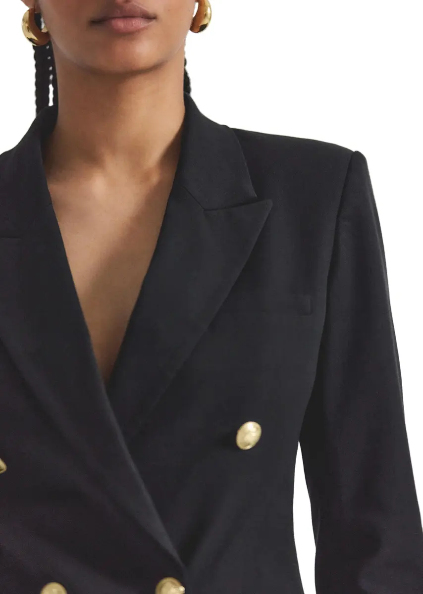 Derek Lam 10 Crosby Women's Walter Double Breasted Jacket, Black, 16 | Feminine tailored blazer for women - view 3