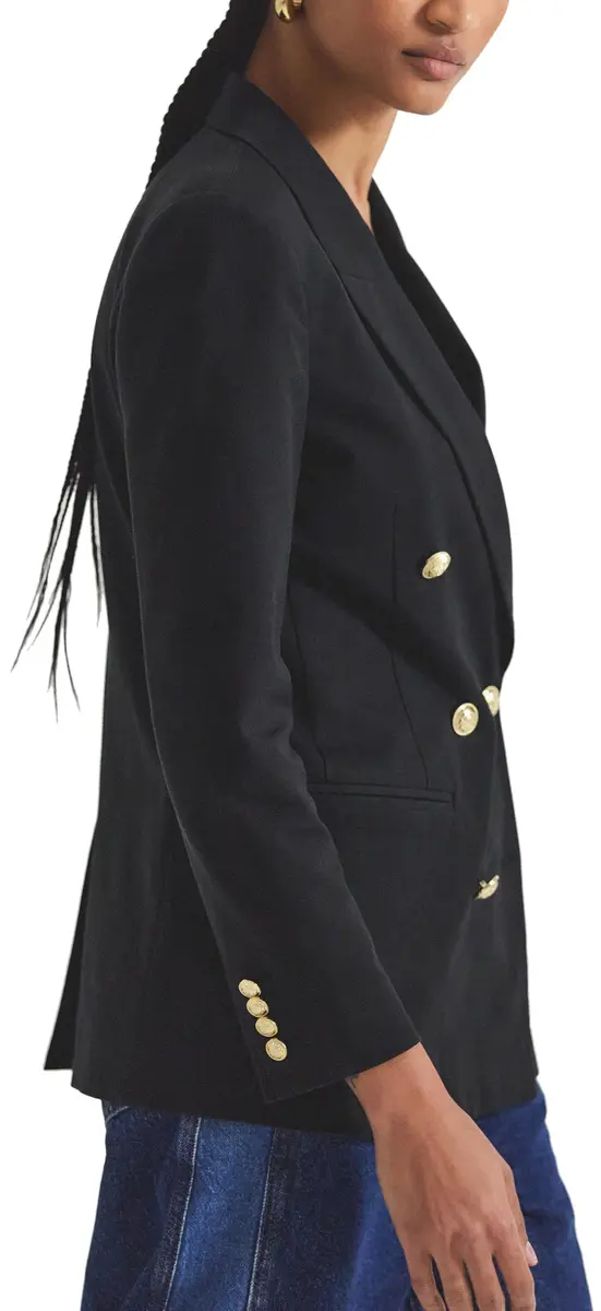 Derek Lam 10 Crosby Women's Walter Double Breasted Jacket, Black, 16 | Feminine tailored blazer for women - view 4