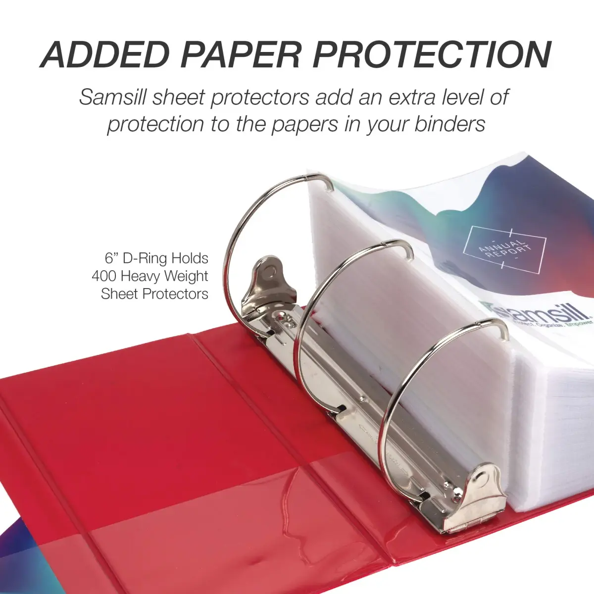 Samsill Durable 6-Inch 3-Ring Binder, Locking D-Ring, Clear View Cover, Red, 6-Pack | Holds 1225 Pages - view 3