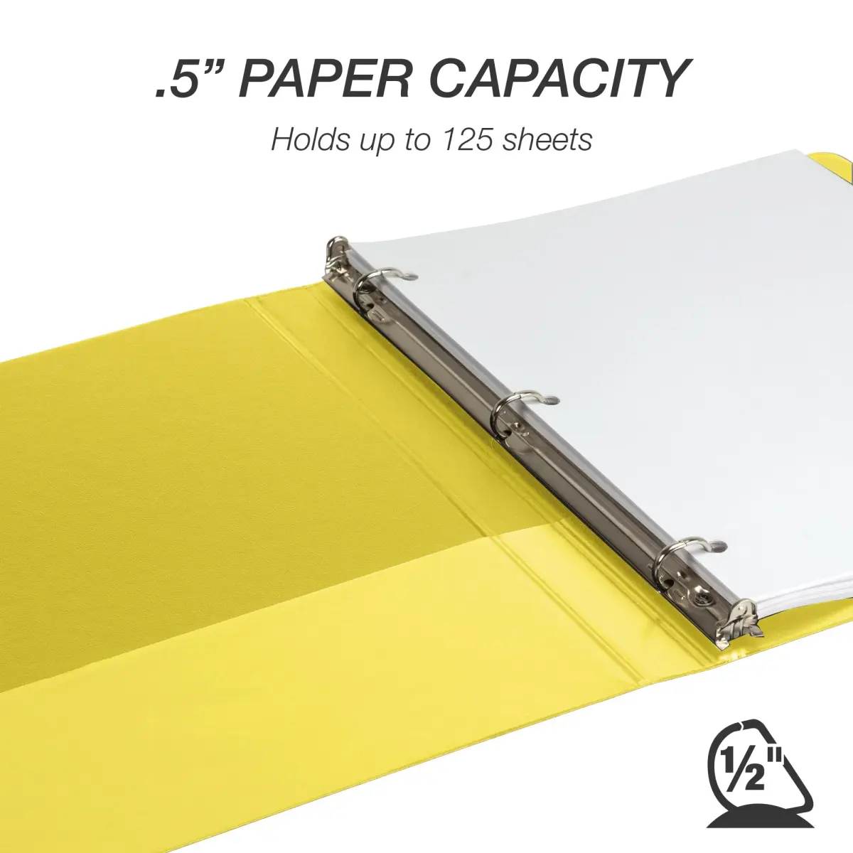 Samsill Yellow 12 Pack 0.5 Inch D-Ring Binder | Holds 125 Sheets, Recycled Chipboard - view 3