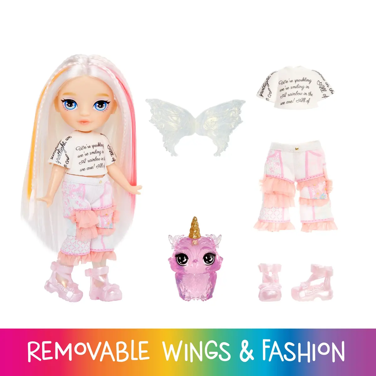 Rainbow High Littles Opal Fairy Doll 5.5" (14cm) with Fantasy Owl Pet & Wings | Kids Gift 4+ - view 3