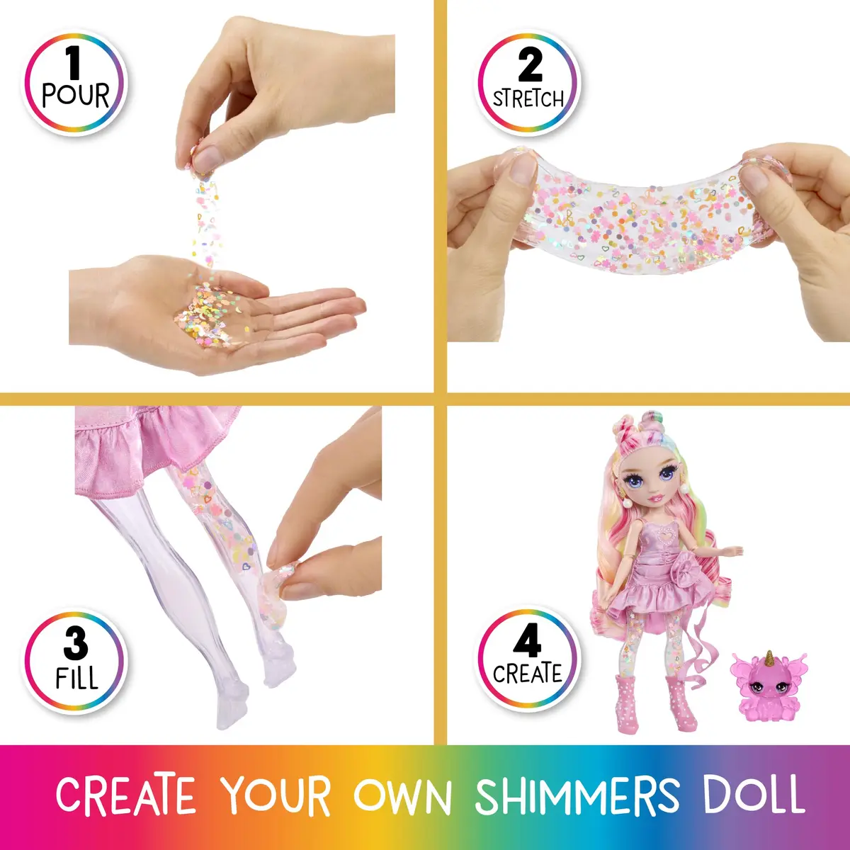 Rainbow High Bella Pink 11” Fashion Doll with Slime Kit & Magical Llama Pet | Ages 3+ (7-Piece Set) - view 4