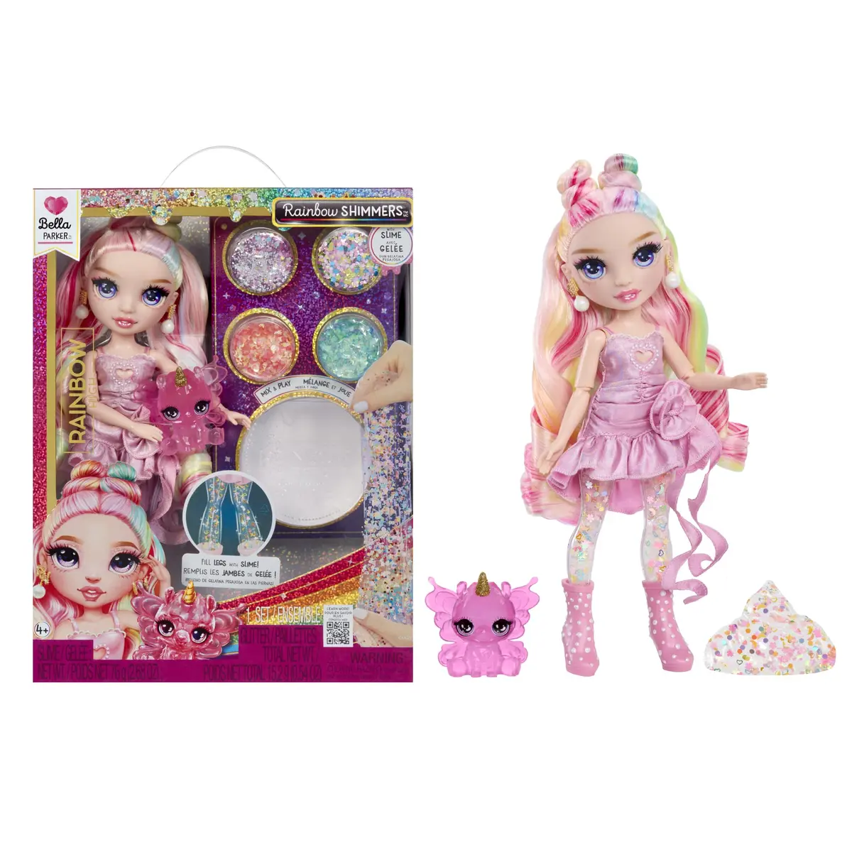Rainbow High Bella Pink 11” Fashion Doll with Slime Kit & Magical Llama Pet | Ages 3+ (7-Piece Set) - main product image