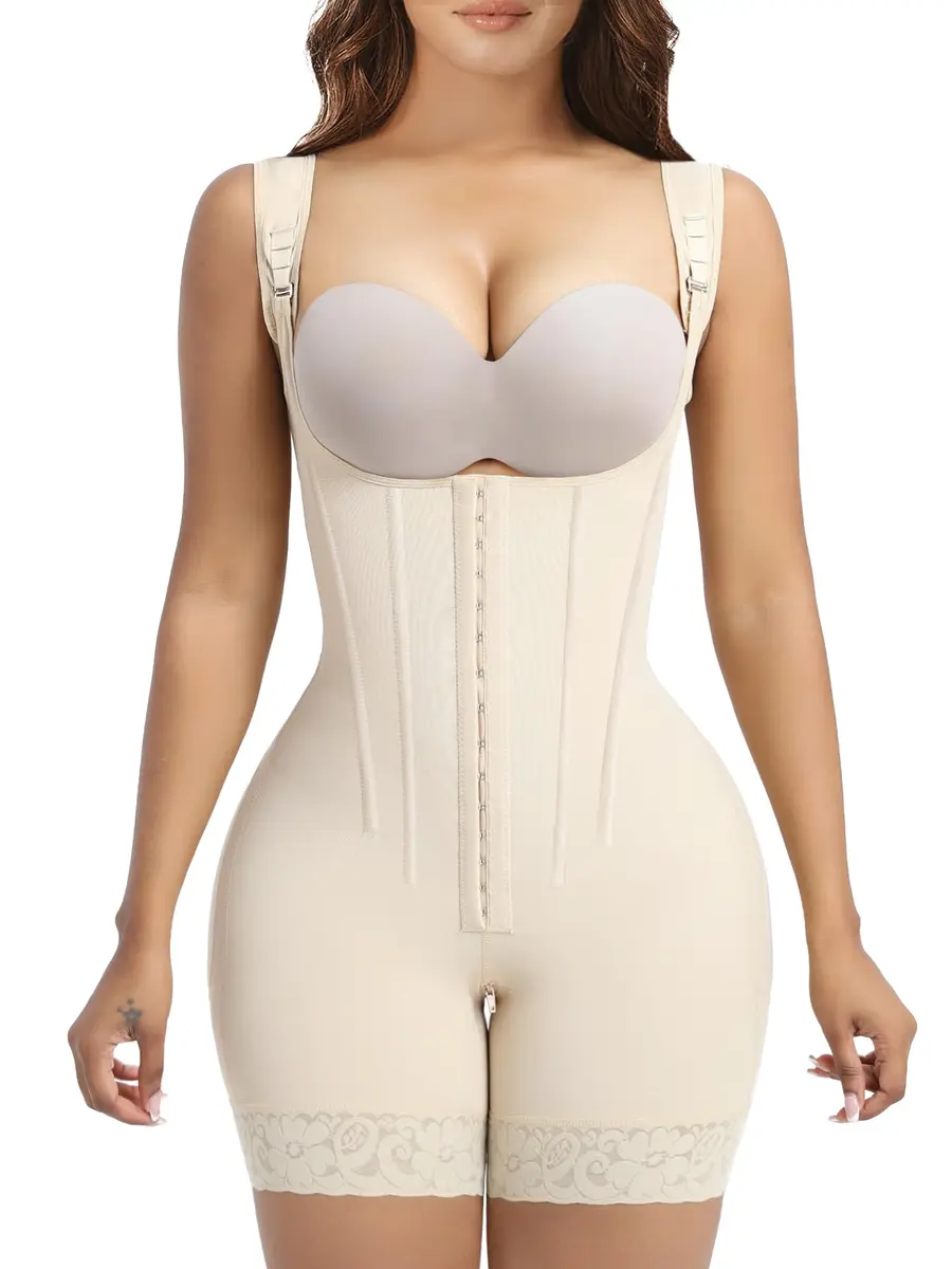 YIANNA Fajas Colombianas Shapewear for Women Tummy Control,YA7306-Beige-L | Body Shaper with Steel Bones & Zipper - main product image