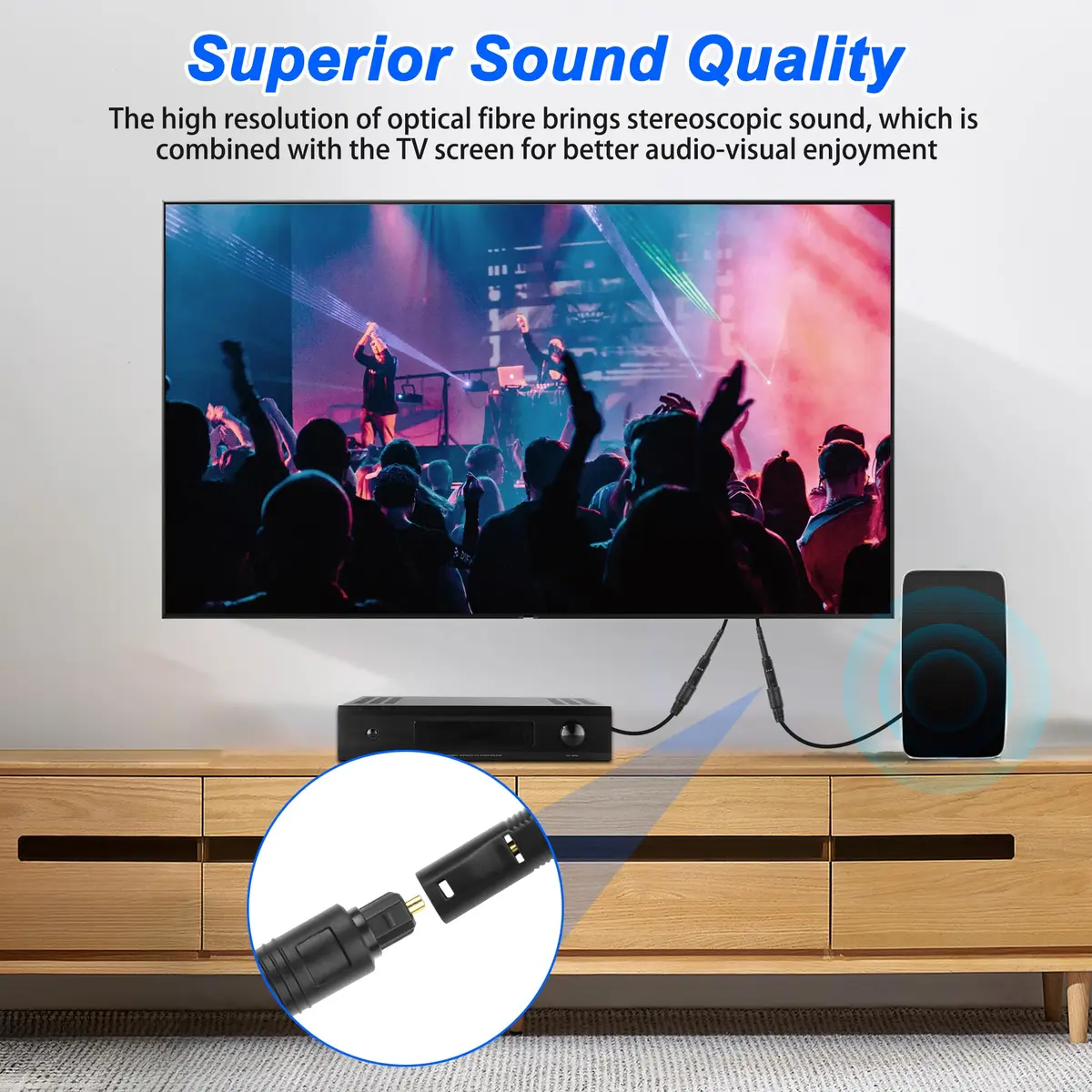 MEIRIYFA Digital Optical Splitter Adapter Cable 1 in 2 Out | Supports 5.1-7.1 Surround Sound, 1M Length - view 7