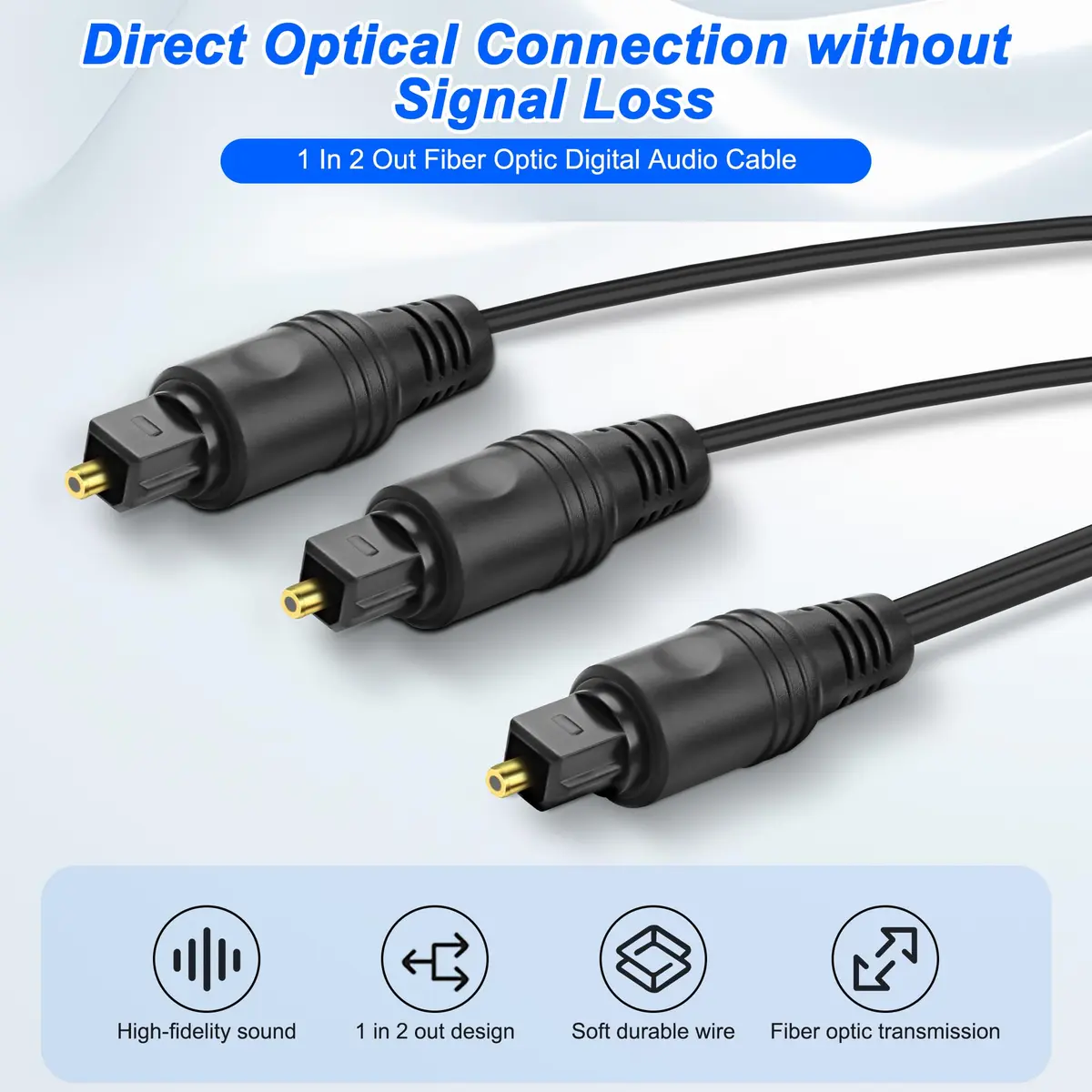 MEIRIYFA Digital Optical Splitter Adapter Cable 1 in 2 Out | Supports 5.1-7.1 Surround Sound, 1M Length - view 8