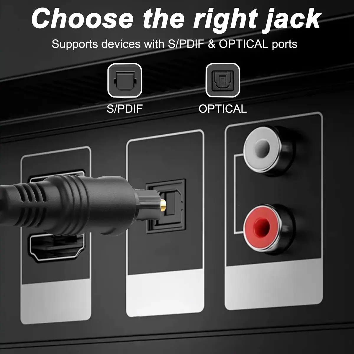 MEIRIYFA Digital Optical Splitter Adapter Cable 1 in 2 Out | Supports 5.1-7.1 Surround Sound, 1M Length - view 2