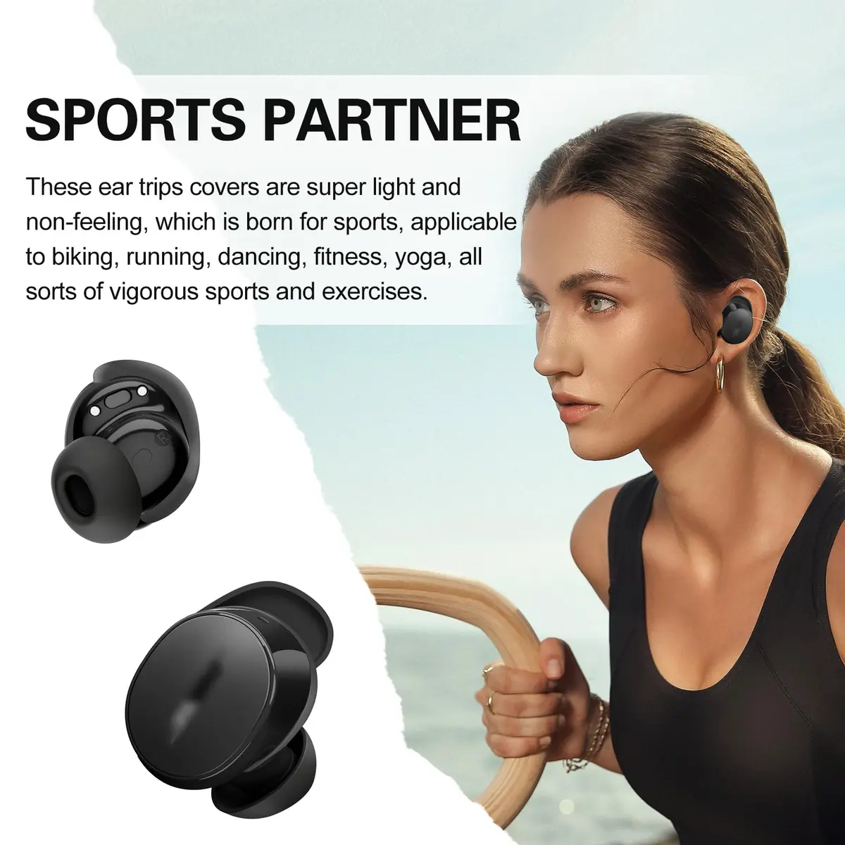 PUCGUE Silicone Ear Tips Covers for Bose QuietComfort Earbuds 2024 | Anti-Slip Fit Kit (Black) - view 2