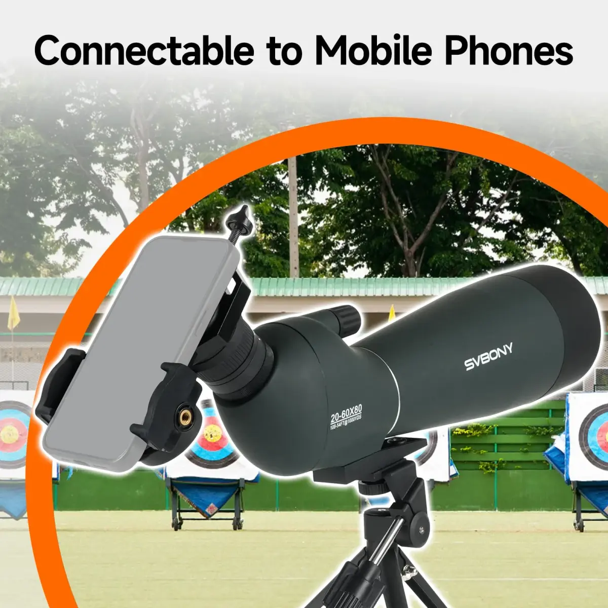 SVBONY SV28 Spotting Scope 20-60x80mm | FMC Coating, Long Range, with Phone Adapter & Tripod - view 8