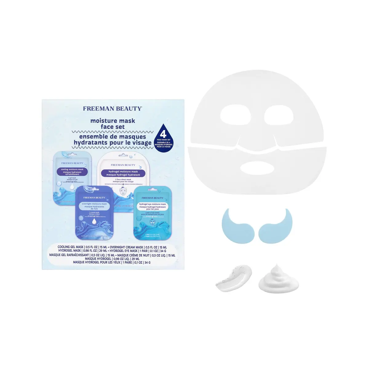 Freeman 4 Piece Moisture Mask Face Set, Hydrating Face Masks | Hydrate & Refresh Skin - main product image