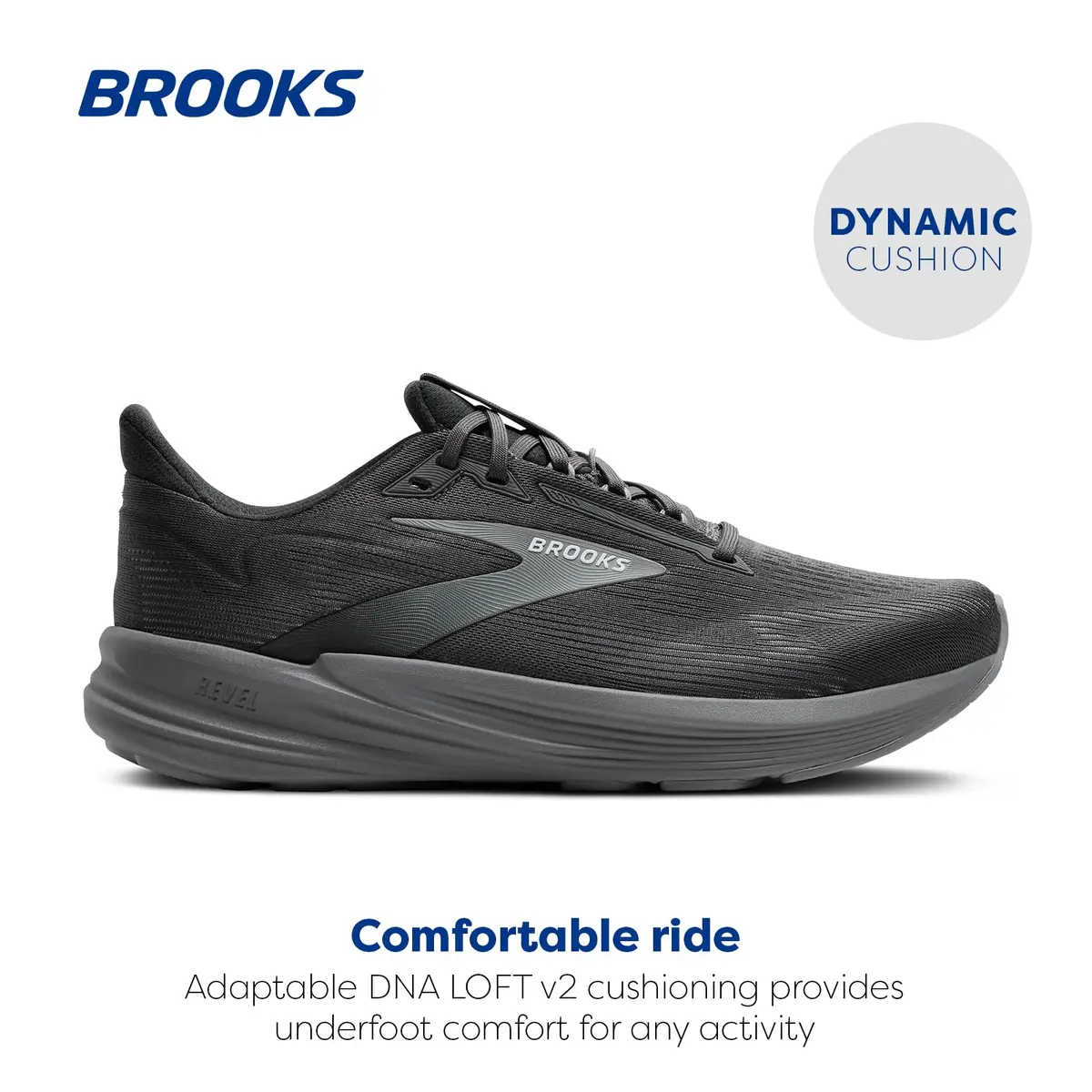Brooks Revel 8 Neutral Running & Walking Shoe - Primer Grey/Blackened Pearl 10 Wide | Breathable, Cushioned, Versatile - view 2