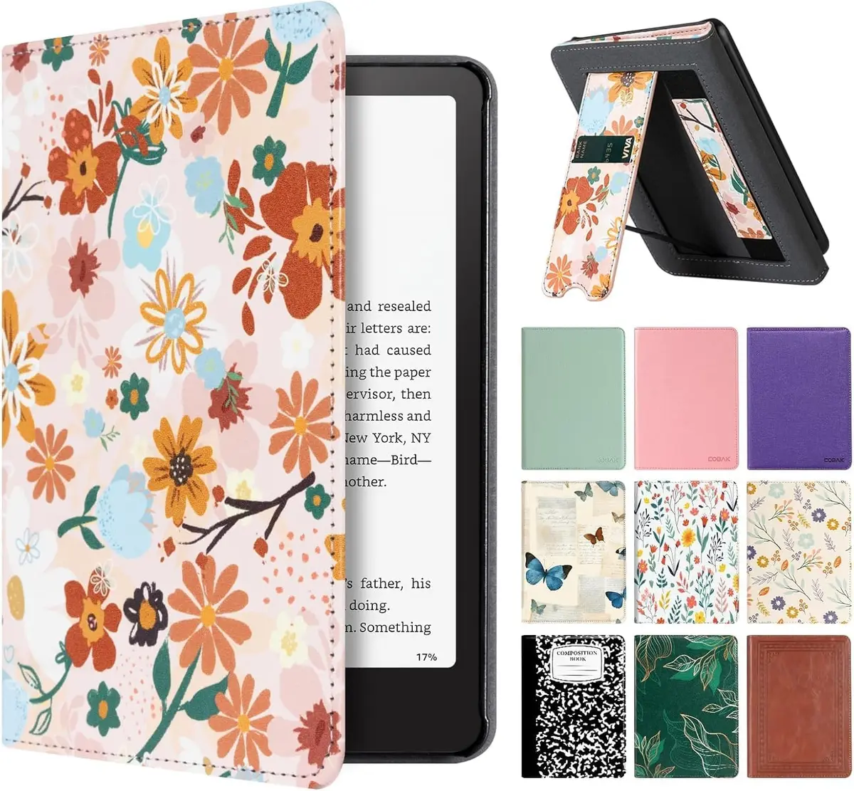 CoBak Stand Case for Kindle Paperwhite 12th Gen 2024 & Colorsoft 7" | Tan Jas PU Leather with Hand Strap & Kickstand - main product image