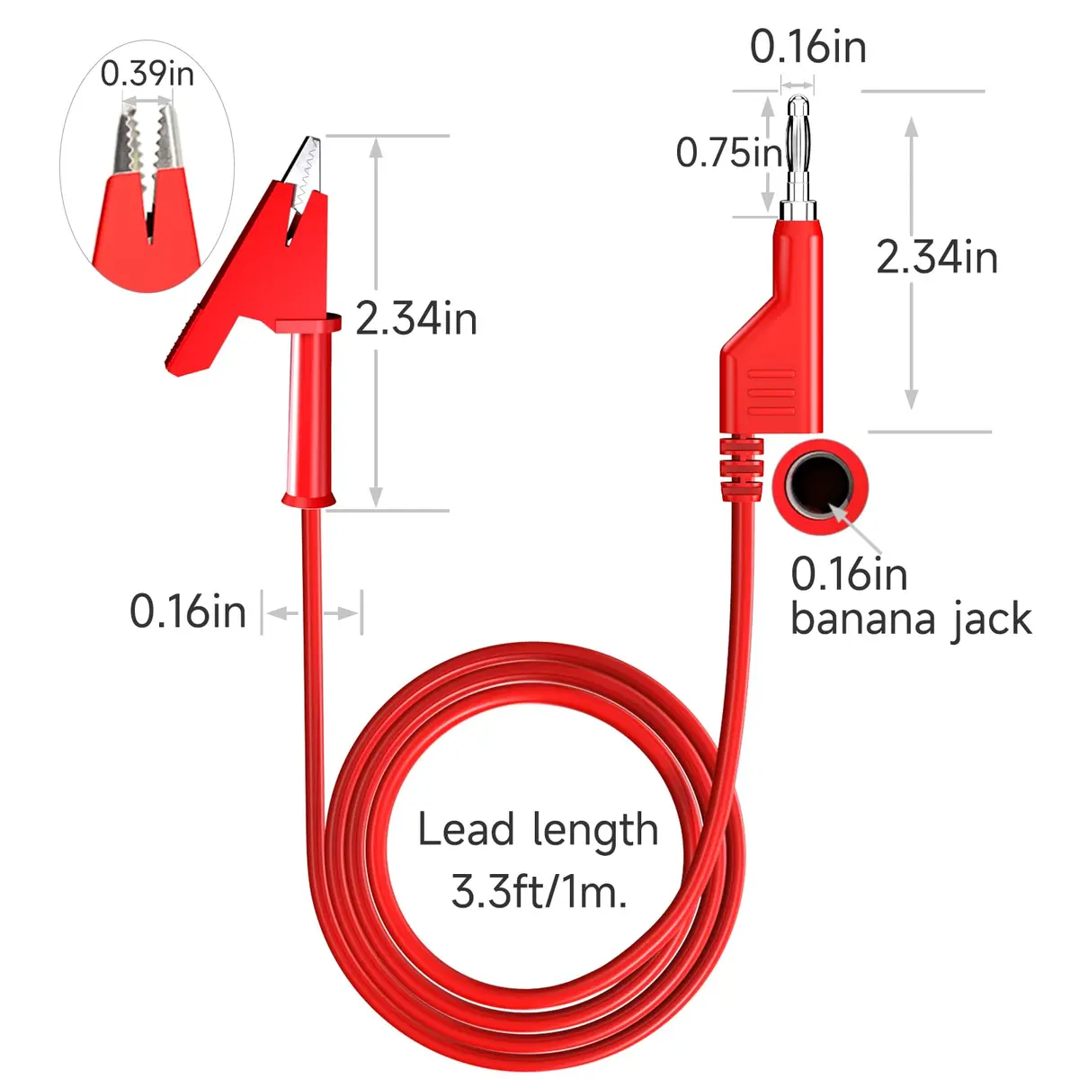 Goupchn 10PCS Test Leads 1m (3.3ft) | 1000V 15A Stackable Banana Plug to Alligator Clip Set - view 2