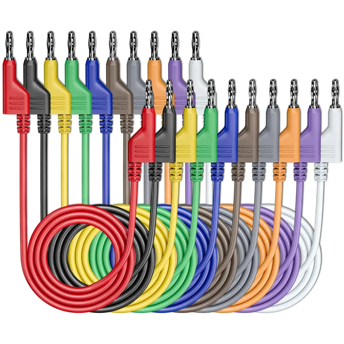 Goupchn Stackable Banana to Banana Plug Test Leads 1m (3.3ft) | 1000V 15A 10-Color Set - main product image