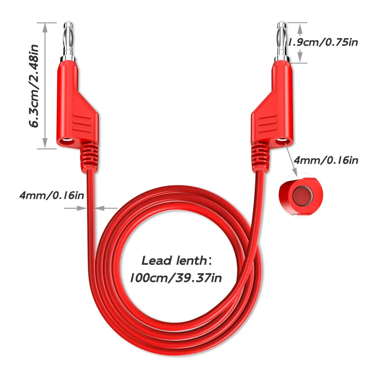 Goupchn Stackable Banana to Banana Plug Test Leads 1m (3.3ft) | 1000V 15A 10-Color Set - view 2