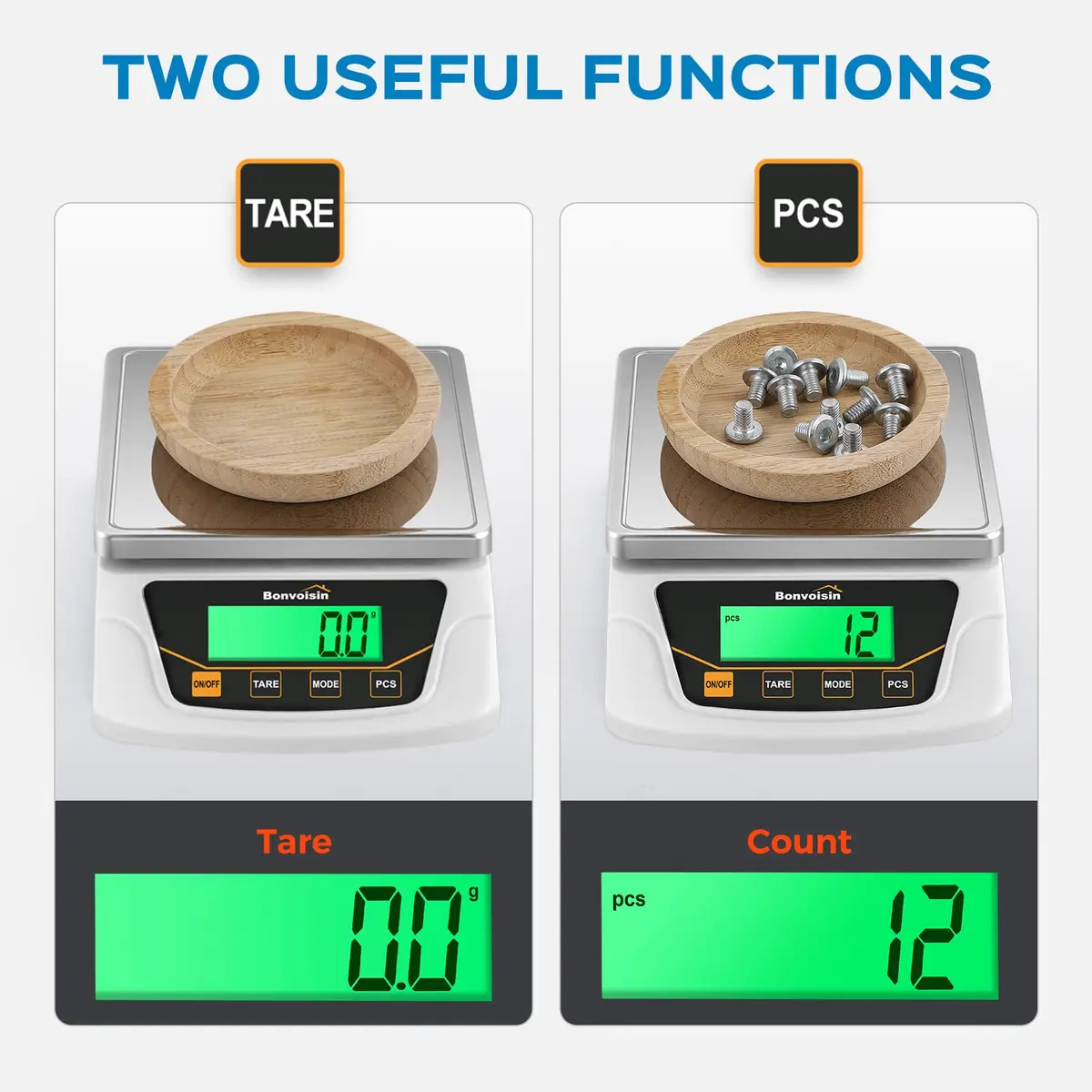 Bonvoisin Digital Gram Scale 6000g x 0.1g Lab Scale with 6 Units | Precision Weighing for Labs & Jewelry - view 7