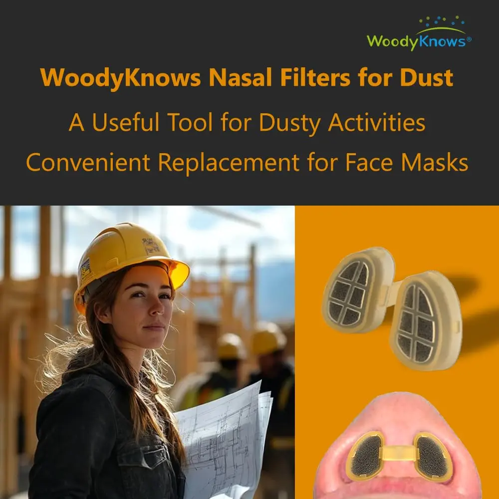 WoodyKnows Nasal Filters for Dusty Activities | Reusable Dust & Particle Protection (Regular L, Yellow, Silicone) - view 2