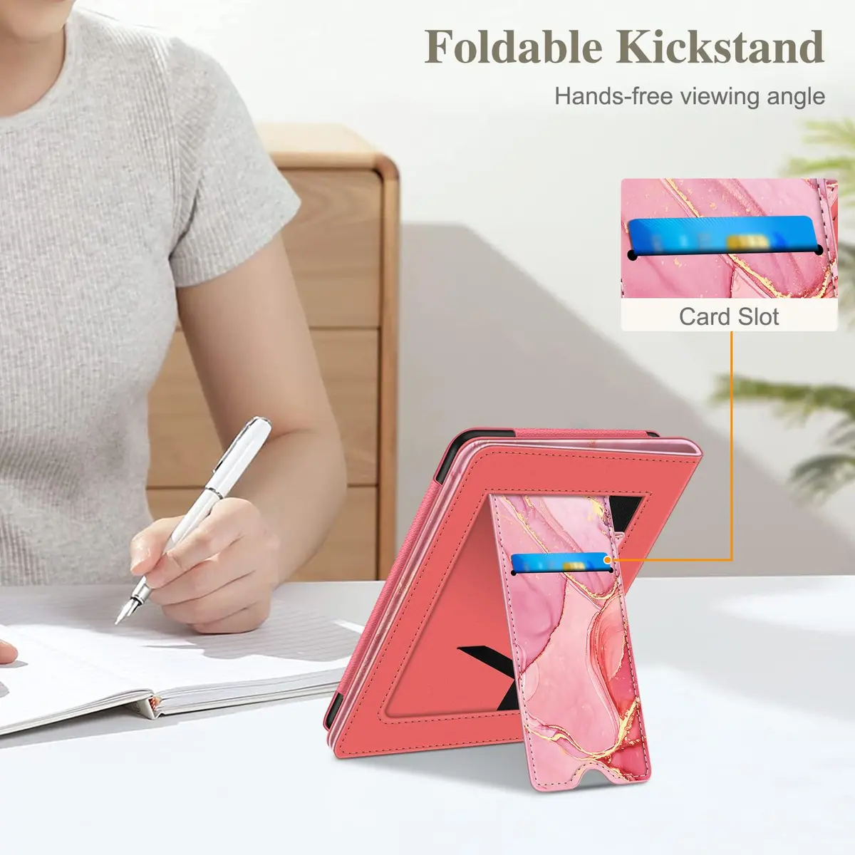 FINTIE Case for 7"/6.8" Kindle Paperwhite 12th/11th Gen & Kindle Colorsoft | Premium PU Leather, Foldable Stand, Card Slot, Auto Sleep/Wake - view 5