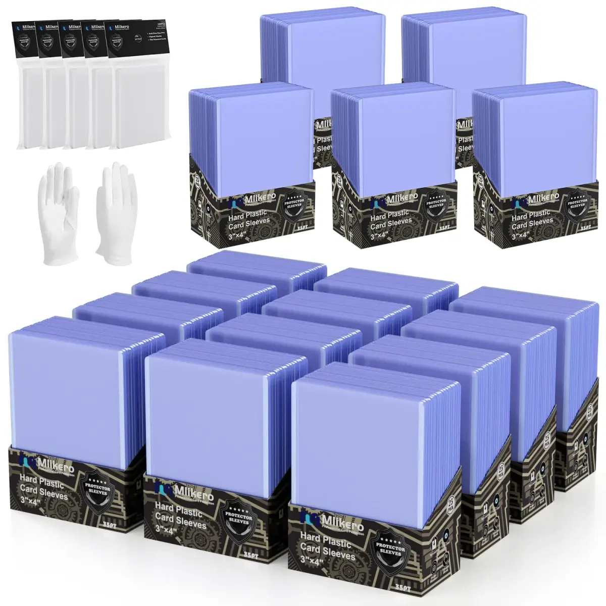 Mlikero 1000 Card Sleeves Hard Plastic, 3"X4" Baseball Card Protector | Non-Toxic BPA-Free Educational - main product image
