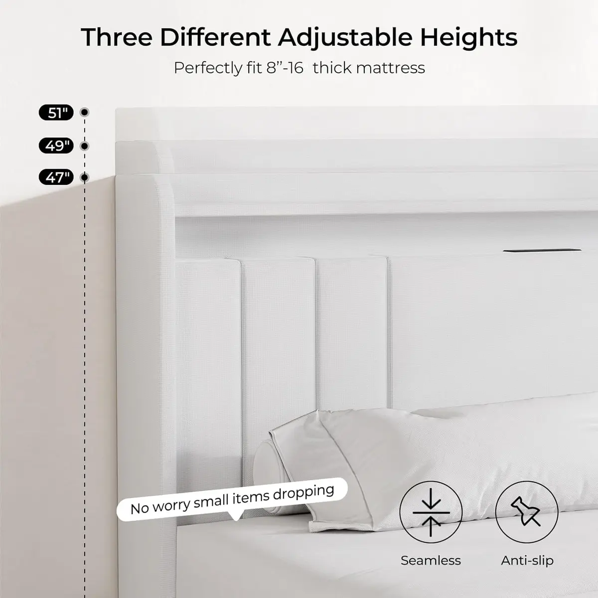 Koorlian Queen Size Upholstered Bed Frame with Storage & RGB LED | 4 Drawers, USB & Type-C Charging - view 6