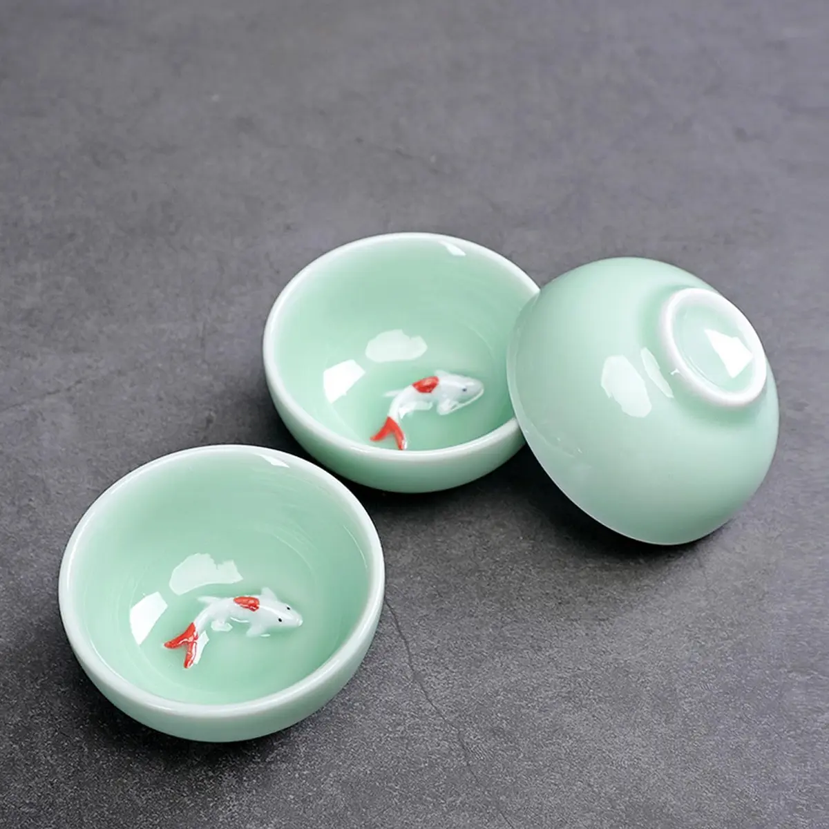 Fashion & Lifestyle Set of 6 Chinese Handmade Ceramic Kung Fu Tea Cups | 1.52 oz/45 ML, Porcelain Teaware - view 5