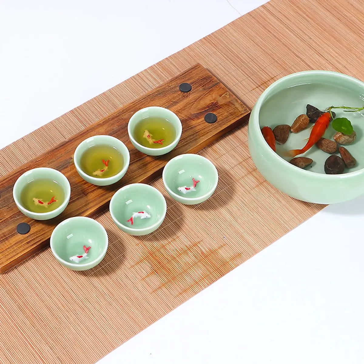 Fashion & Lifestyle Set of 6 Chinese Handmade Ceramic Kung Fu Tea Cups | 1.52 oz/45 ML, Porcelain Teaware - view 6