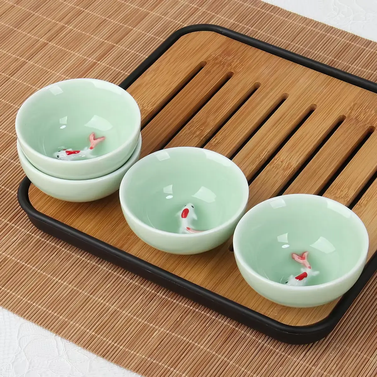 Fashion & Lifestyle Set of 6 Chinese Handmade Ceramic Kung Fu Tea Cups | 1.52 oz/45 ML, Porcelain Teaware - view 7