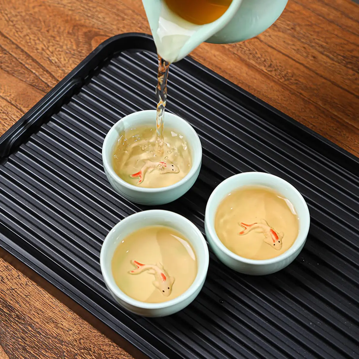 Fashion & Lifestyle Set of 6 Chinese Handmade Ceramic Kung Fu Tea Cups | 1.52 oz/45 ML, Porcelain Teaware - view 2